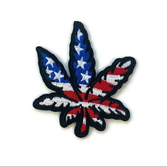 American Ganja Leaf Embroidered Patch - Picture 1 of 3